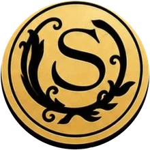 The Sukhmal monogram: a script S inside a laurel wreath